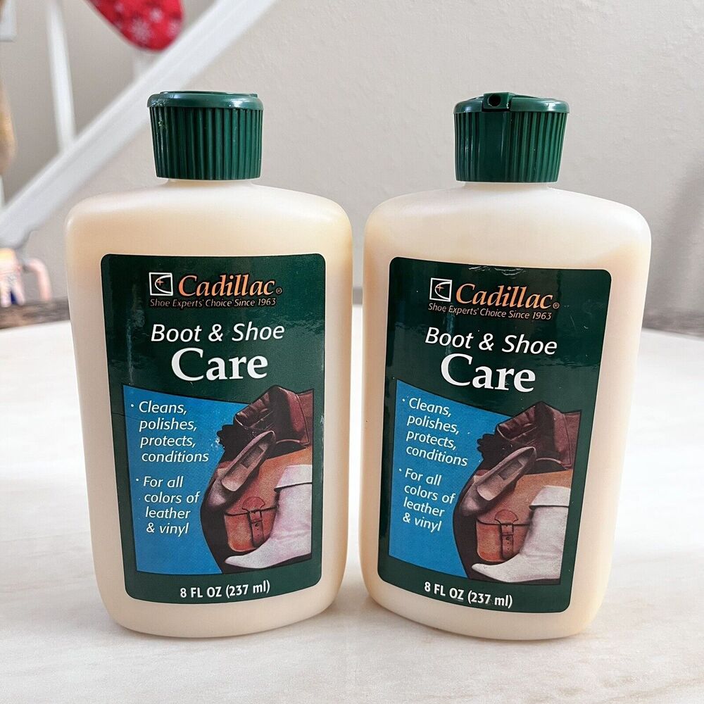 2 Cadillac Leather Boot & Shoe Care Clean Polish Protect Condition Made in USA